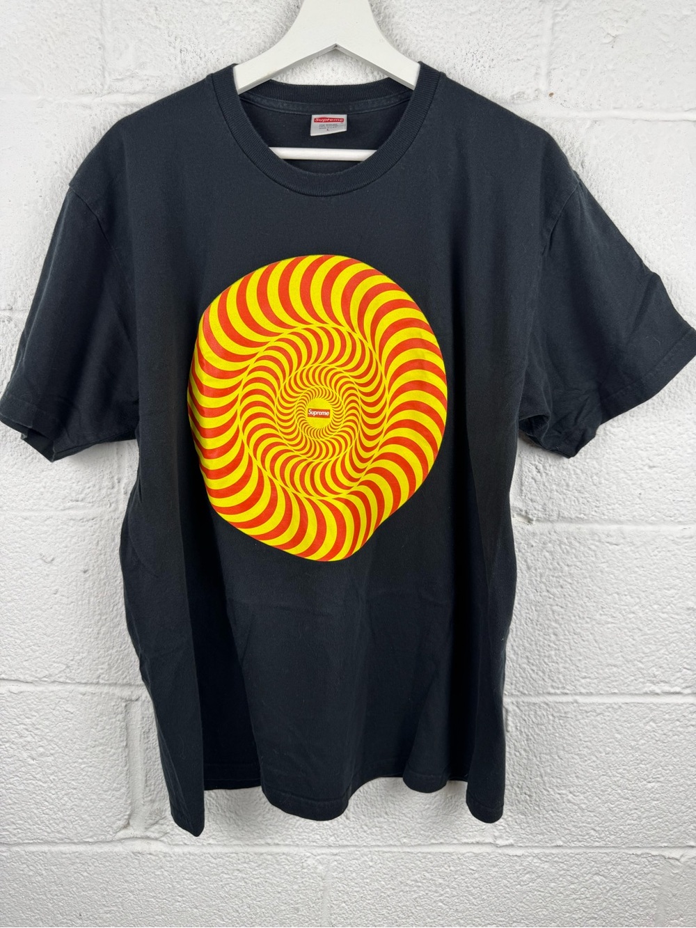 Supreme Spitfire Swirl T-Shirt Black Red Yellow Graphic Tee Size Large